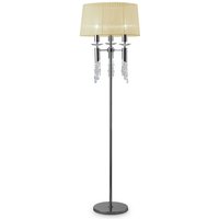 Tiffany-Stehlampe, 3+3-flammig, E27+G9, poliertes Chrom mit cremefarbenem Schirm und klarem Kristall von INSPIRED LIGHTING