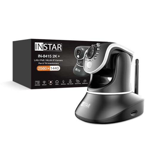 INSTAR IN-8415 2K+ schwarz - LAN/PoE/WLAN Überwachungskamera mit KI (AI) - steuerbare IP Kamera - WPA3-2,4 und 5Ghz WiFi - Verwendung im Innenbereich - PIR - PTZ - HomeKit - MQTT von INSTAR