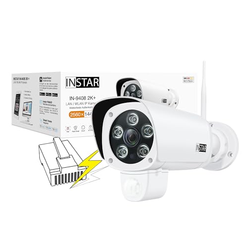 INSTAR IN-9408 2K+ PoE Weiss/LAN/PoE Überwachungskamera mit künstlicher Intelligenz - wetterfeste Außenkamera - IEEE 802.3af Power Over Ethernet - HomeKit - PIR - Weitwinkel - RTSP von INSTAR