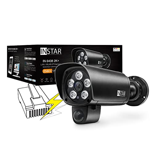 INSTAR IN-9408 2K+ PoE schwarz/LAN/PoE Überwachungskamera mit künstlicher Intelligenz - wetterfeste Außenkamera - IEEE 802.3af Power Over Ethernet - HomeKit - PIR - Weitwinkel - RTSP von INSTAR