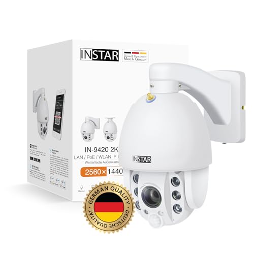INSTAR IN-9420 2K+ Weiss - LAN/PoE/WLAN Überwachungskamera mit KI (AI) - IP Kamera - PIR - Steuerbar PTZ - Verwendung im Innen- und Außenbereich - Audio - HomeKit - MQTT von INSTAR