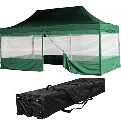 INSTENT Alu-Pavillon 3 x 6 m Pro 4 Seitenteile wasserdicht UV-Schutz 50+, grün von INSTENT