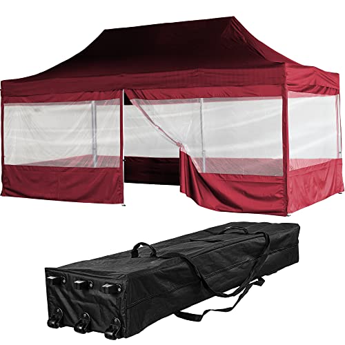 INSTENT Alu-Pavillon 3 x 6 m Pro 4 Seitenteile wasserdicht UV-Schutz 50+, rot von INSTENT