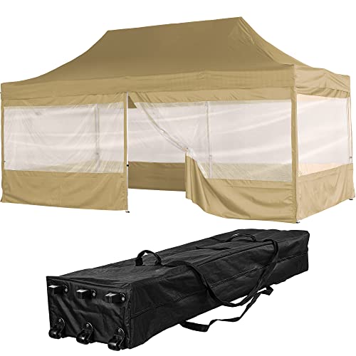 INSTENT Alu-Pavillon 3 x 6 m Pro 4 Seitenteile wasserdicht UV-Schutz 50+, Champagner von INSTENT