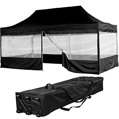 INSTENT Alu-Pavillon 3 x 6 m Pro 4 Seitenteile wasserdicht UV-Schutz 50+, schwarz von INSTENT