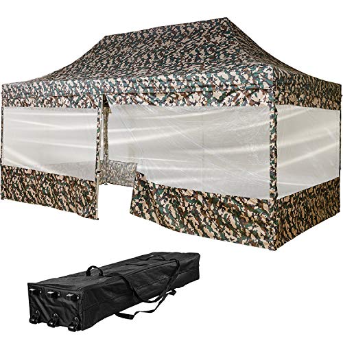 INSTENT Alu-Pavillon 3 x 6 m Pro 4 Seitenteile wasserdicht UV-Schutz 50+, Woodland von INSTENT