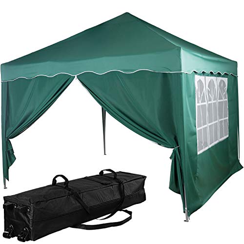 INSTENT Pavillon 3 x 3 m Basic wasserdicht UV Schutz 50+, 2 Seitenteile, Farbwahl, Dunkel-Grün von INSTENT
