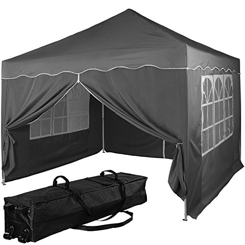 INSTENT Pavillon 3 x 3 m Basic wasserdicht UV Schutz 50+, 4 Seitenteile, Farbwahl, Dunkel-Grau von INSTENT