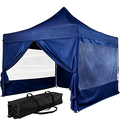 INSTENT Alu-Pavillon 3 x 3 m Pro wasserdicht UV Schutz 50+, blau mit 4 Seitenteilen von INSTENT