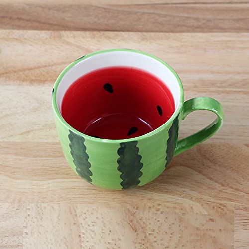 INSTO Becher Kreative Fruchtform Kaffeetasse Chinesisches Tierkreis-Karikatur-Muster Milchtasse (Wassermelone,400ml) von INSTO