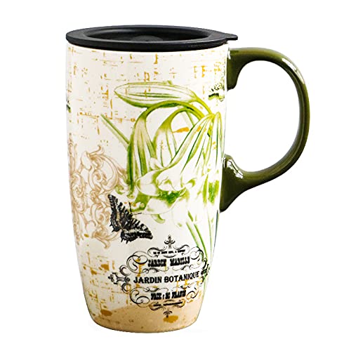 INSTO Große Kapazität Tasse Keramik Kaffeetasse mit Deckel Kreative Tinte Landschaftsmalerei Wassertasse (A3,500ml) von INSTO