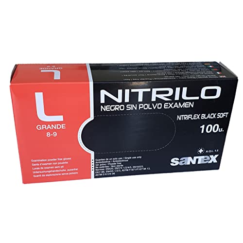 Nitril Handschuh schwarz L 100 Stück SANTEX von Green Stuff World