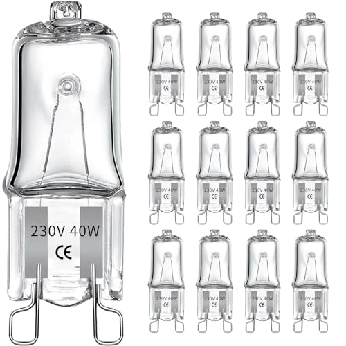 INSTR G9 Halogen Leuchtmittel 40W 230V, Glühbirne G9 12 Stücke Halogen G9 40W Dimmbar Halogen Leuchtmittel, 2700K Warmweiß INSTR G9 Halogen Leuchtmittel 40W 230V, Glühbirne G9 12 Stücke Halogen G9 40W Dimmbar Halogen Leuchtmittel, 2700K Warmweiß von INSTR
