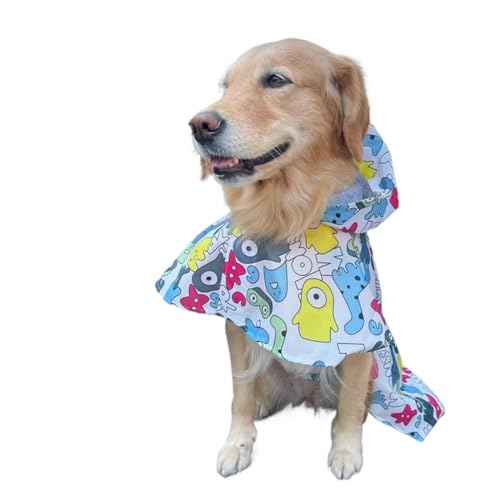 Regenmantel for große Hunde, hübscher bedruckter Regenmantel, reflektierender Regenmantel mit Kapuze, wasserdichte Jacken, Outdoor-Kleidung for kleine Hunde, Heimtierbedarf (Color : Monster Pattern, von INSTR