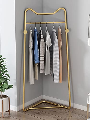 INSTUS Aufhänger, Boden Garderobe, Wand-Eckbügel aus Eisen, Wohnzimmer Schlafzimmer Ecke Dekoration Kleiderständer (Gold,75x50x160 cm) von INSTUS