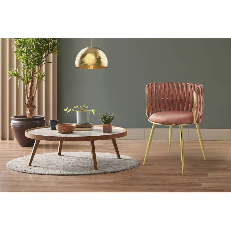 home24 Armlehnenstuhl Milla 2er-Set 60 x 80 x 64cm Pink/Altrosa von home24