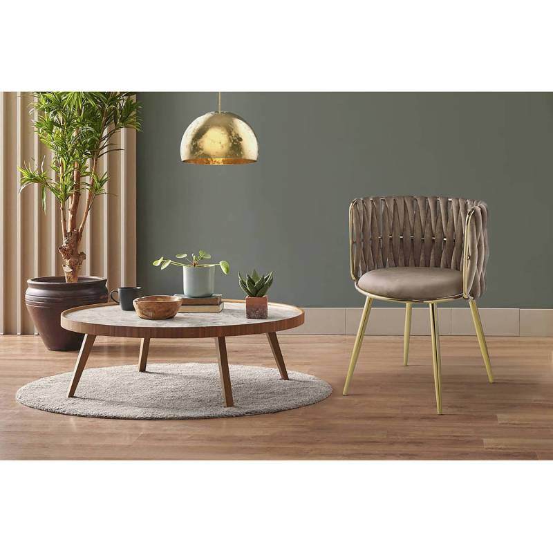home24 Armlehnenstuhl Milla 2er-Set 60 x 80 x 64cm Beige/Sandgrau von home24