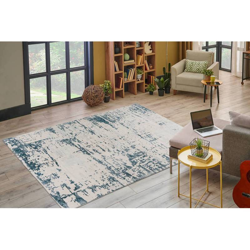 home24 Kurzflorteppich Ilian 400 Blau 160 x 230cm Polyester PVC von home24