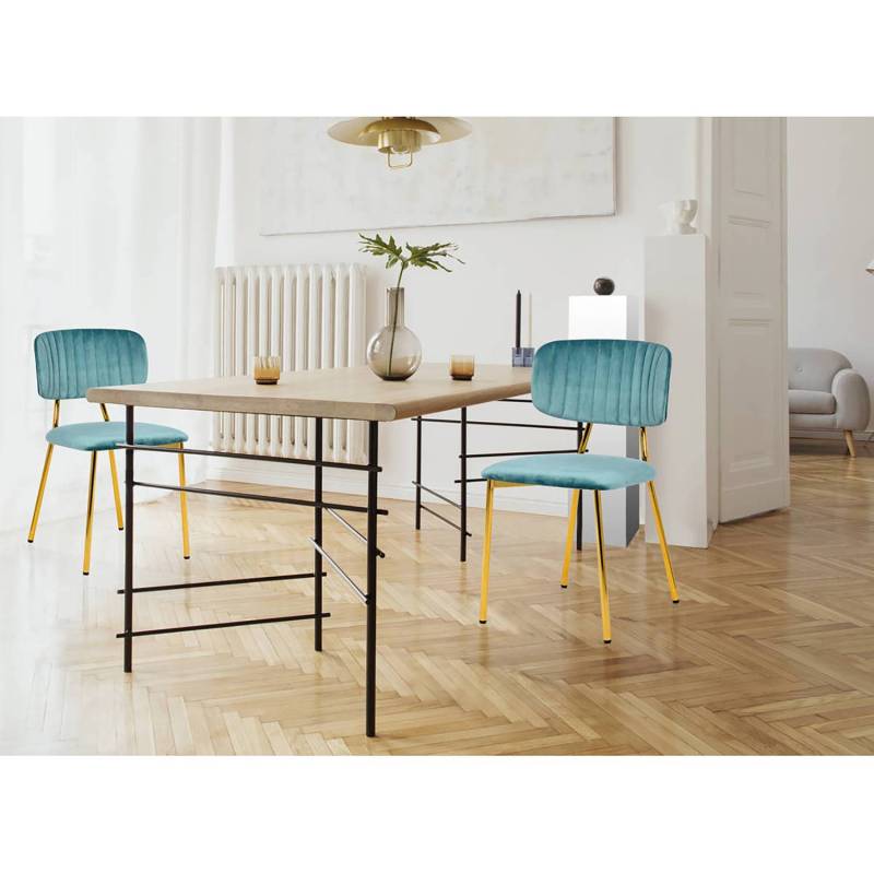 home24 Polsterstuhl Kian 2er-Set 49 x 80 x 95cm Grün/Mint von home24