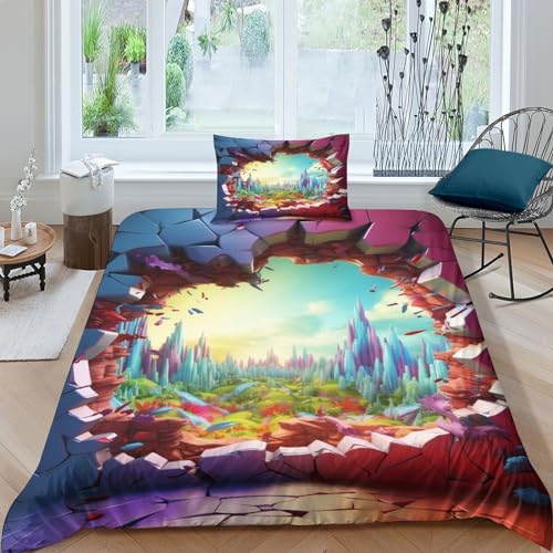 INTCHE Coole Muster Bettwäsche Bettdecken Set Weiche Angenehme Mikrofaser Kinder Erwachsene, 3D Druck Bettbezug Bettwäsche Set Single（135x200cm） von INTCHE