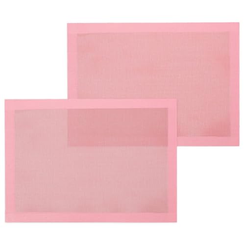 INTCHE Perforierte Backmatten, 2 StüCk Rosa Silikonmatte für Halbe Bleche, Antihaftbeschichtete Wiederverwendbare Ofeneinlagen für die Herstellung Von Brot/GebäCk von INTCHE