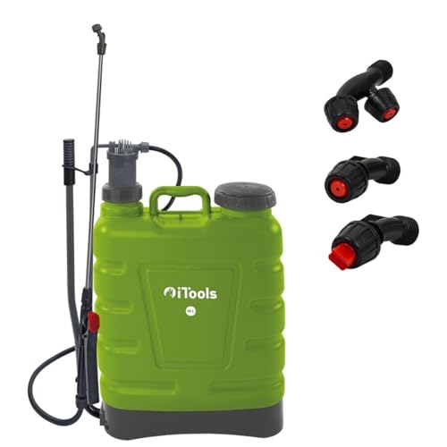 INTEC - Handsprüher, 16 Liter, Hochdruck-5,5 bar, Garten, Dach, Gemüsegarten + 3 verstellbare Düsen + Sprühlanze von INTEC