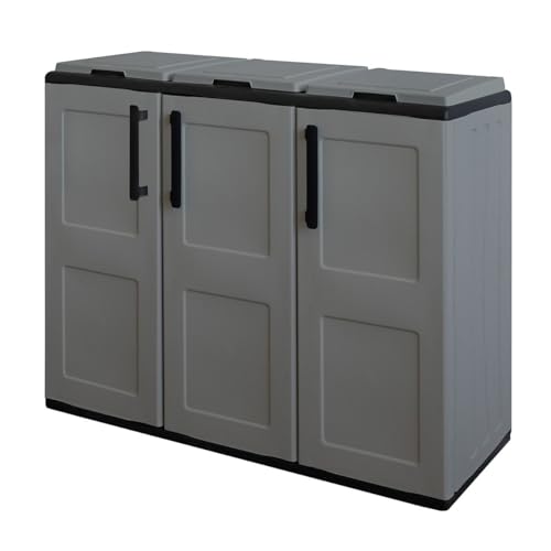 INTEC - Mülleimer zur Mülltrennung, 3 graue Säcke, Recyclingmöbel, für den Außenbereich – Maße 102 x 37 x 84 cm von INTEC
