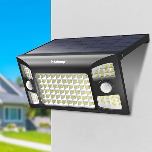 INTELAMP Solarlampen für Außen mit Bewegungsmelder, 1300LM Superhelle Solarlampe Außen Zwei Bewegungsmelder,180°3 Modi Solar Wandleuchte IP65 Wasserdichte für Garten Garage Wand Pathway von INTELAMP