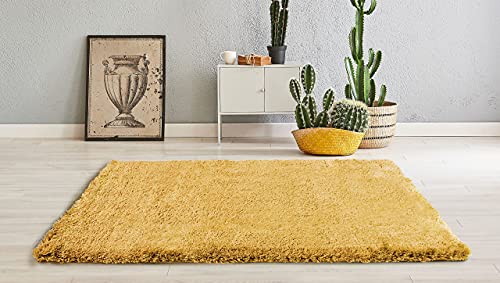 Intempora – Teppich für Wohnzimmer, Schlafzimmer, einfarbig, altgelb, Shaggy, mit weichem Flor, 150 x 200 cm von INTEMPORA LES IDEES DECO SONT LA!