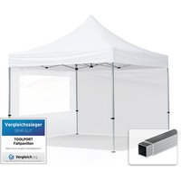 3x3 m Faltpavillon, ECONOMY Alu 32mm, Seitenteile mit Panoramafenster, weiß - weiß von INTENT24