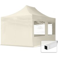 3x4,5 m Faltpavillon, economy Stahl 30mm, Seitenteile mit Panoramafenstern, creme - crème von INTENT24