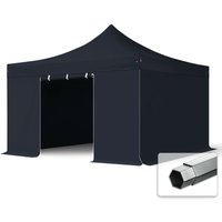 4x4 m Faltpavillon professional Alu 40mm, Seitenteile ohne Fenster, schwarz - schwarz von INTENT24