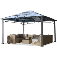 Gartenpavillon 4x4 m Aluminium Gestänge Polycarbonat Dach ca. 8 mm Pavillon Gartenzelt ohne Seitenteile - loft grey von INTENT24