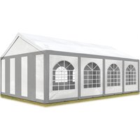 Hochwertiges Partyzelt 4x8 m Pavillon Zelt PE Plane 450 N Gartenzelt Festzelt Bierzelt Wasserdicht grau-weiß von INTENT24