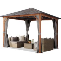 Gartenpavillon 3x3 m Holzoptik, Stahldach Hardtop 4 Seitenteile in grau - loft grey von INTENT24