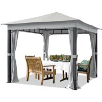 Carpasol - Gartenpavillon 3x3m alu premium ca. 220g/m² Dachplane wasserdicht Pavillon 4 Seitenteile Gartenzelt hellgrau ca. 9x9 cm Profil von CARPASOL