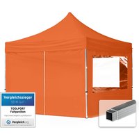 3x3 m Faltpavillon, economy Alu 32mm, Seitenteile mit Panoramafenster, orange - orange von INTENT24