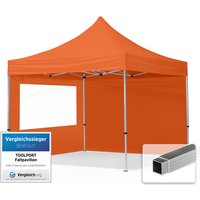 3x3 m Faltpavillon, economy Alu 32mm, Seitenteile mit Panoramafenster, orange - orange von INTENT24