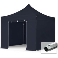 3x3 m Faltpavillon, professional Alu 40mm, feuersicher, Seitenteile ohne Fenster, schwarz - schwarz von INTENT24