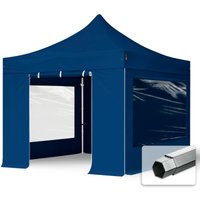 3x3 m Faltpavillon professional Alu 40mm, Seitenteile mit Panoramafenstern, blau von HOUSE OF TENTS