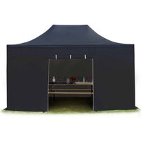 3x4,5 m Faltpavillon, premium Stahl 40mm, Seitenteile ohne Fenster, schwarz - schwarz von INTENT24