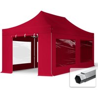 3x6 m Faltpavillon professional Alu 40mm, Seitenteile mit Panoramafenstern, rot - rot von INTENT24