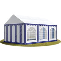 Festzelt Partyzelt 4x6 m premium, hochwertige pvc Plane 750 n in blau-weiß 100% wasserdicht mit Bodenrahmen von INTENT24