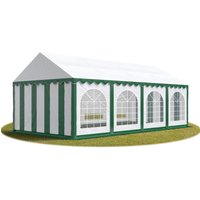 Festzelt Partyzelt 4x8 m premium, hochwertige pvc Plane 750 n in grün-weiß 100% wasserdicht mit Bodenrahmen von INTENT24