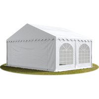 Festzelt Partyzelt 5x4 m premium, hochwertige pvc Plane 750 n in weiß 100% wasserdicht mit Bodenrahmen - weiß von INTENT24