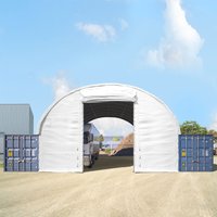 Frontwand für Container Überdachung 10m Breite mit Easy-up-Eingang, PRIMEtex 2300 pvc Plane, weiß von TOOLPORT
