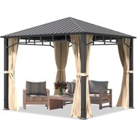 Gartenpavillon 3x3 m Stahldach Hardtop 4 Seitenteile in Champagner, Pfosten 9x9 cm von TOOLPORT