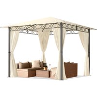 Carpasol - Gartenpavillon 3x3 m wasserdicht premium Pavillon mit 4 Seitenteilen Gartenzelt ca. 220g/m² Dachplane in creme Partyzelt von CARPASOL