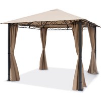 Gartenpavillon 3x3m wasserdicht premium Pavillon mit 4 Seitenteilen Gartenzelt ca. 220g/m² Dachplane in taupe Partyzelt - cappuccino von INTENT24