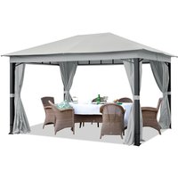Gartenpavillon 3x4m alu premium ca. 220g/m² Dachplane wasserdicht Pavillon 4 Seitenteile Gartenzelt hellgrau ca. 9x9 cm Profil von CARPASOL